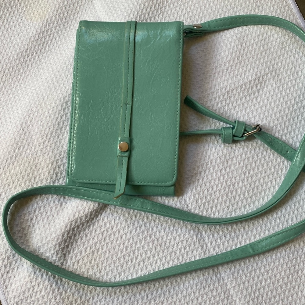 Tiffany blue. Cross body card holder